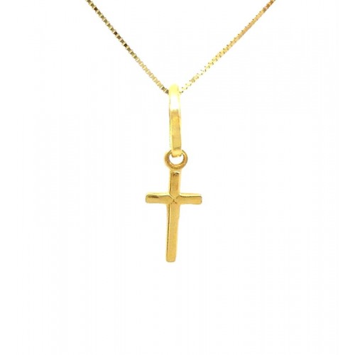 COLLANA CON CIONDOLO CROCE IN ORO GIALLO 18 KT 