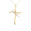 COLLANA DA DONNA CON CROCE IN ORO GIALLO E BIANCO 18 KT