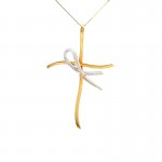 COLLANA DA DONNA CON CROCE IN ORO GIALLO E BIANCO 18 KT