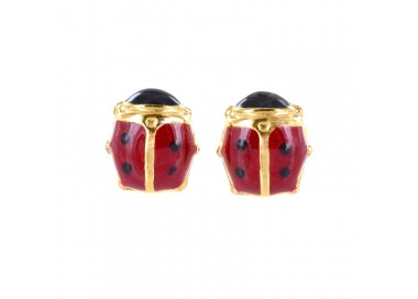 ORECCHINI COCCINELLA IN ORO GIALLO 18 KT