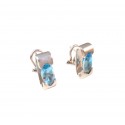 ORECCHINI IN ORO BIANCO 18 KT CON ZIRCONI ACQUAMARINA