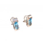 ORECCHINI IN ORO BIANCO 18 KT CON ZIRCONI ACQUAMARINA
