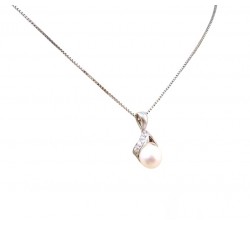 COLLANA DA DONNA IN ORO BIANCO 18 KT CON PERLA