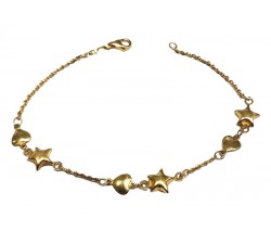 BRACCIALE DA DONNA CON STELLE E CUORE IN GIALLO 18 KT