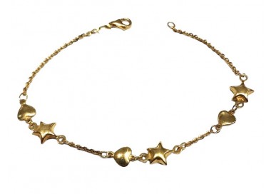 BRACCIALE DA DONNA CON STELLE E CUORE IN GIALLO 18 KT