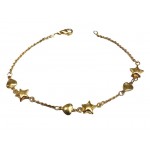 BRACCIALE DA DONNA CON STELLE E CUORE IN GIALLO 18 KT