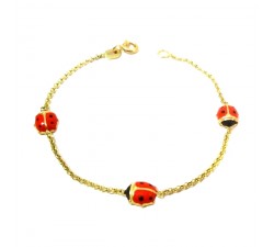 BRACCIALE 3 COCCINELLE IN ORO GIALLO 18 KT BAMBINO