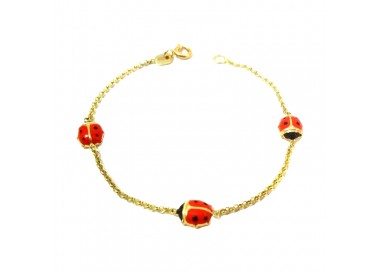 BRACCIALE 3 COCCINELLE IN ORO GIALLO 18 KT BAMBINO