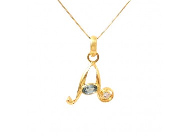 COLLANA CON LETTERA INIZIALE A IN ORO GIALLO 18 KT E ZIRCONI