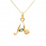 COLLANA CON LETTERA INIZIALE A IN ORO GIALLO 18 KT E ZIRCONI