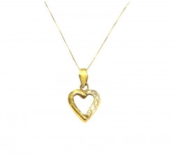 COLLANA CUORE DA DONNA IN ORO GIALLO 18 KT CON ZIRCONI TAGLIO BRILLANTE