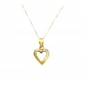 COLLANA CUORE DA DONNA IN ORO GIALLO 18 KT CON ZIRCONI TAGLIO BRILLANTE 