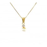 COLLANA DA DONNA IN ORO GIALLO 18 KT CON PERLA E ZIRCONE TAGLIO BRILLANTE