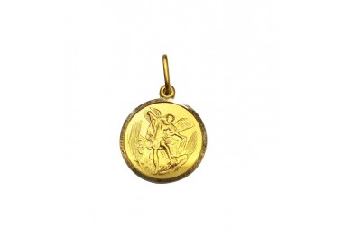 CIONDOLO SAN MICHELE ARCANGELO IN ORO GIALLO 18 KT + COLLANA LACCIO IN OMAGGIO