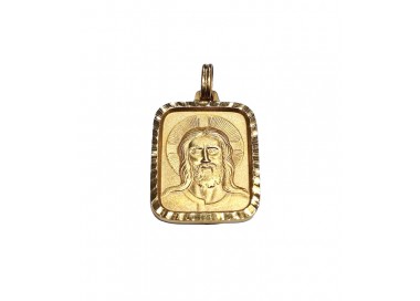 CIONDOLO MEDAGLIETTA GESU'CRISTO IN ORO GIALLO 18 KT + COLLANA LACCIO OMAGGIO