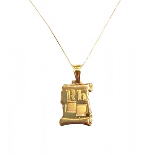 COLLANA PERGAMENA MEDAGLIETTA RH GRUPPO SANGUIGNO IN ORO GIALLO 18 KT