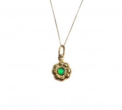 COLLANA CIONDOLO FIORE VERDE IN ORO GIALLO 18 KT