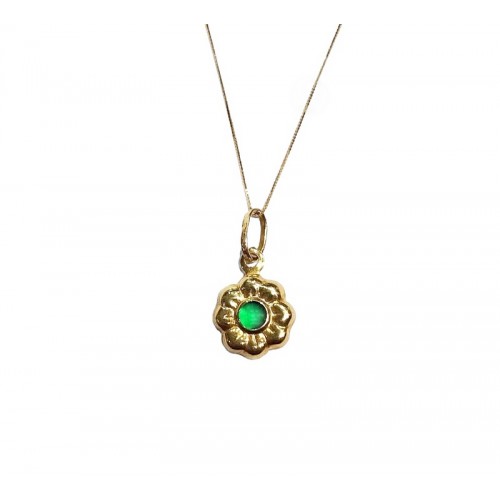 COLLANA CIONDOLO FIORE VERDE IN ORO GIALLO 18 KT