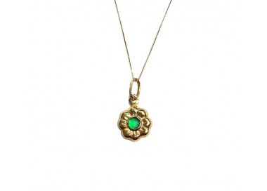 COLLANA CIONDOLO FIORE VERDE IN ORO GIALLO 18 KT