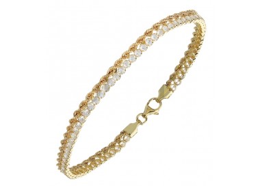 BRACCIALE DONNA TENNIS CORDA FUNE IN ORO GIALLO 18 KT CON ZIRCONI TAGLIO BRILLANTE