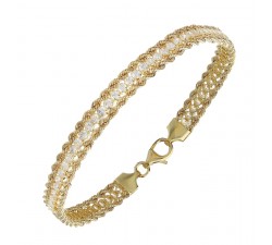 BRACCIALE TENNIS DOPPIA CORDA FUNE IN ORO GIALLO 18 KT CON ZIRCONI TAGLIO BRILLANTE