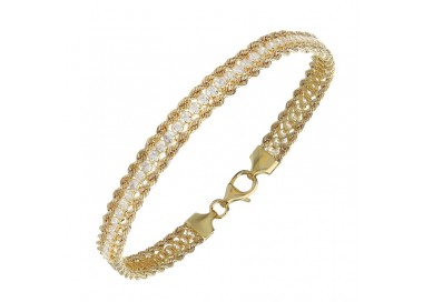 BRACCIALE TENNIS DOPPIA CORDA FUNE IN ORO GIALLO 18 KT CON ZIRCONI TAGLIO BRILLANTE