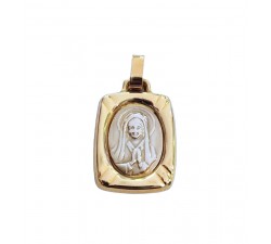 CIONDOLO MADONNA IN ORO BIANCO E GIALLO 18 KT + COLLANA OMAGGIO