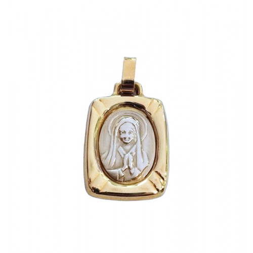 CIONDOLO MADONNA IN ORO BIANCO E GIALLO 18 KT + COLLANA OMAGGIO