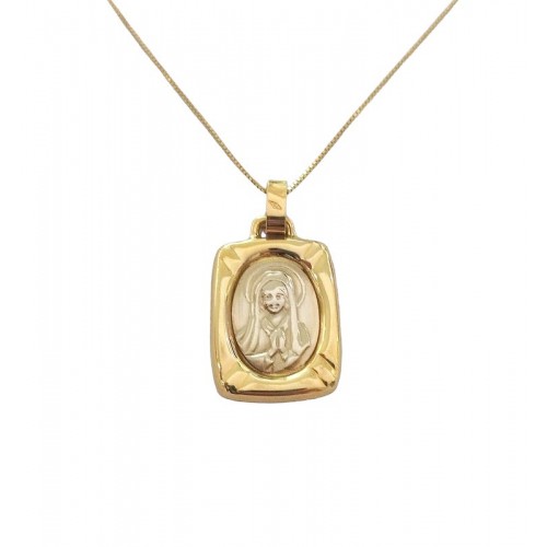 COLLANA MADONNA IN ORO BIANCO E GIALLO 18 KT