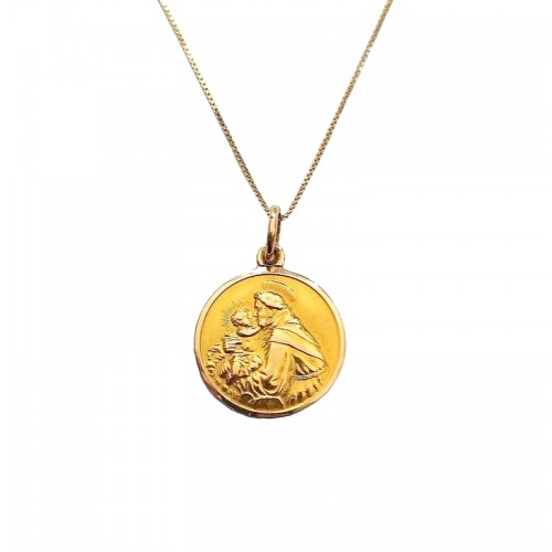 COLLANA SAN FRANCESCO CON GESU BAMBINO IN ORO GIALLO 18 KT