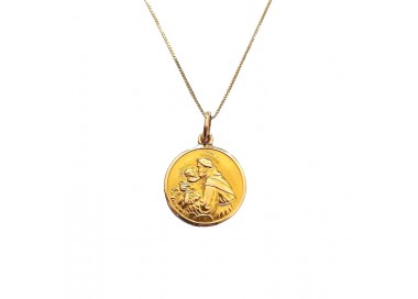 COLLANA SAN FRANCESCO CON GESU BAMBINO IN ORO GIALLO 18 KT