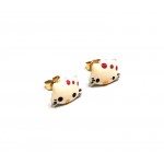 ORECCHINI GATTINI STILE HELLO KITTY IN ORO GIALLO 18 KT