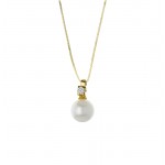COLLANA DA DONNA IN ORO GIALLO 18 KT PERLA E ZIRCONE TAGLIO BRILLANTE