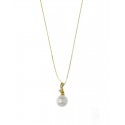 COLLANA DA DONNA IN ORO GIALLO 18 KT PERLA E ZIRCONI TAGLIO BRILLANTE