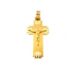 CIONDOLO CROCIFISSO IN ORO GIALLO 18 KT + COLLANA LACCIO OMAGGIO