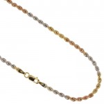 COLLANA CORDA FUNE IN ORO GIALLO BIANCO E ROSA 18 KT