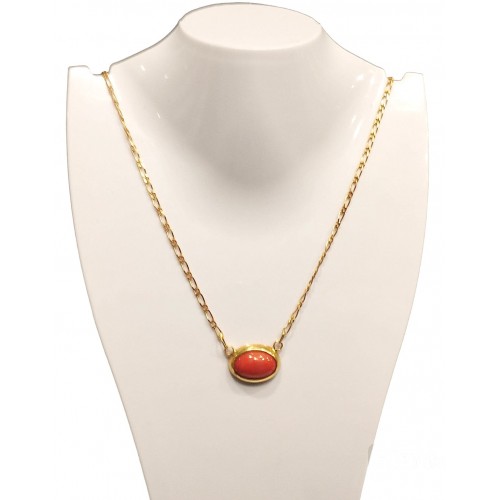 COLLANA DA DONNA IN ORO GIALLO 18 KT CON CORALLO