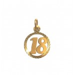 CIONDOLO PORTAFORTUNA NUMERO 18 IN ORO GIALLO 18 KT +COLLANA LACCIO OMAGGIO