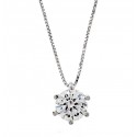 COLLANA PUNTO LUCE IN ORO BIANCO 18 KT CON ZIRCONE 7 MM TAGLIO BRILLANTE
