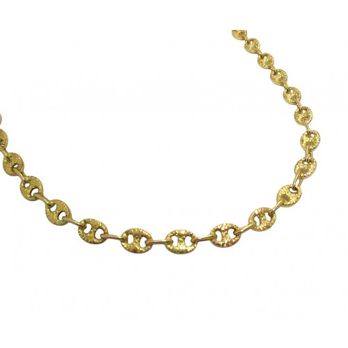 Collana Oro Giallo Massiccio A Maglia Barbazzale 4,4mm - Lunghezza 61cm, Chiusura Moschettone, Peso 5.9g, Look Moderno E Lucido