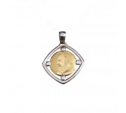 Ciondolo San Pio In Oro Giallo 18KT Con Collana Laccio In Omaggio - Gioiello Religioso Unisex