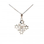 COLLANA DA DONNA IN ORO BIANCO 18 KT CON STELLE E ZIRCONI