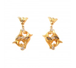 ORECCHINI PENDENTI IN ORO GIALLO 18 KT CON ZIRCONI 