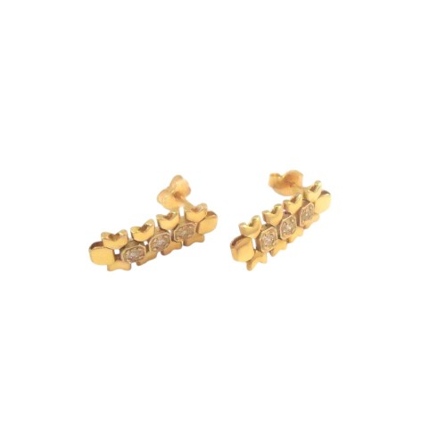 ORECCHINI PENDENTI IN ORO GIALLO 18 KT CON ZIRCONI