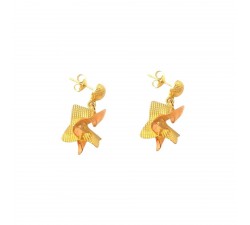 ORECCHINI PENDENTI STILIZZATI IN ORO GIALLO E ROSA 18 KT