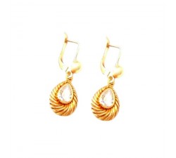 ORECCHINI PENDENTI IN ORO GIALLO 18 KT CON ZIRCONI BIANCHI