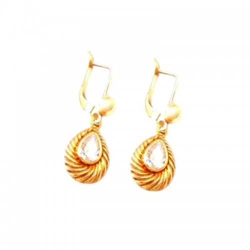 ORECCHINI PENDENTI IN ORO GIALLO 18 KT CON ZIRCONI BIANCHI