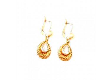 ORECCHINI PENDENTI IN ORO GIALLO 18 KT CON ZIRCONI BIANCHI