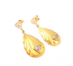 ORECCHINI PENDENTI IN ORO GIALLO 18 KT CON ZIRCONI BIANCHI
