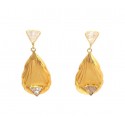 ORECCHINI PENDENTI IN ORO GIALLO 18 KT CON ZIRCONI BIANCHI